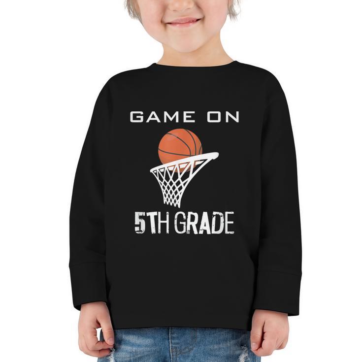 Back To School Game On 5th Grade Basketball Kids Graphic Toddler Long Sleeve Tee
