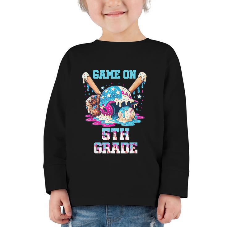 Back To School Game On Fifth Grade Baseball First Day Boys Graphic Toddler Long Sleeve Tee