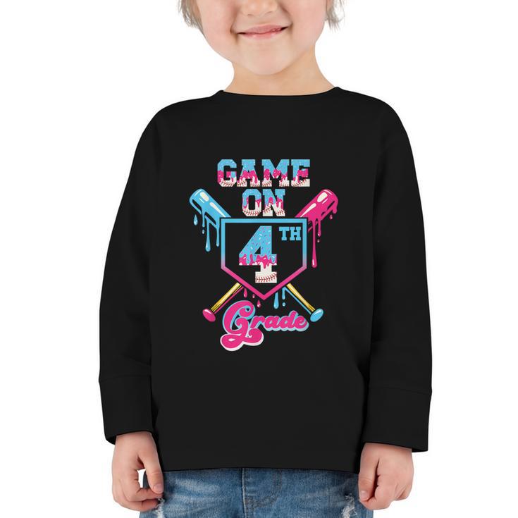 Back To School Game On Fourth Grade Baseball First Day Boys Graphic Toddler Long Sleeve Tee
