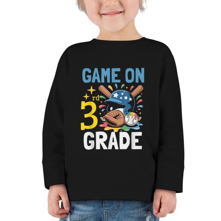 Back To School Game On Third Grade Baseball First Day Boys Graphic Toddler Long Sleeve Tee