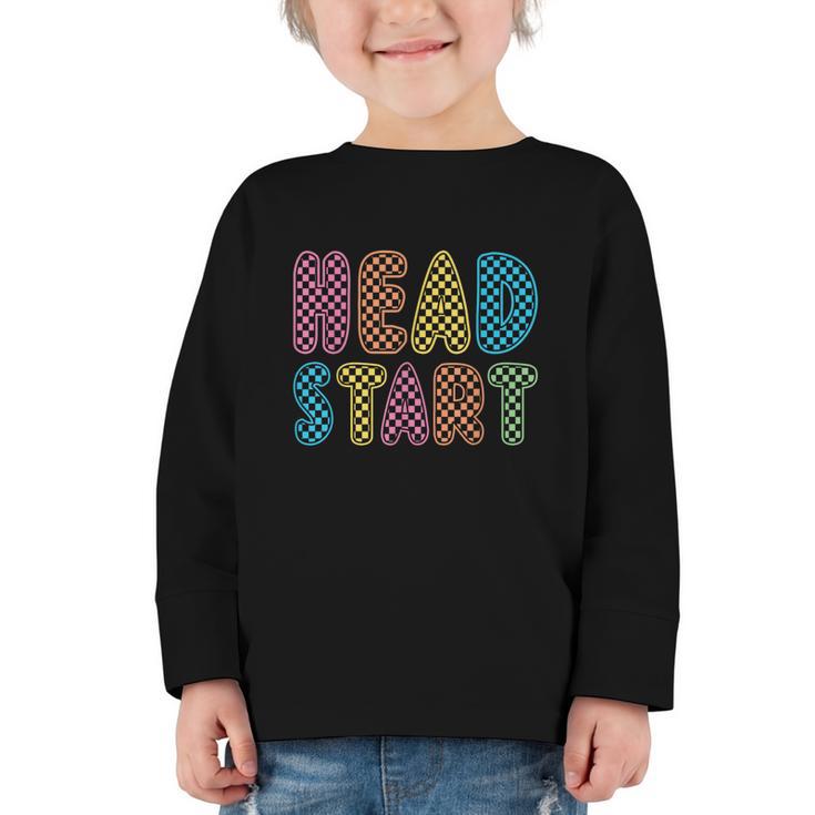 Back To School Head Start First Day Men Women Kid Checkered Graphic Toddler Long Sleeve Tee