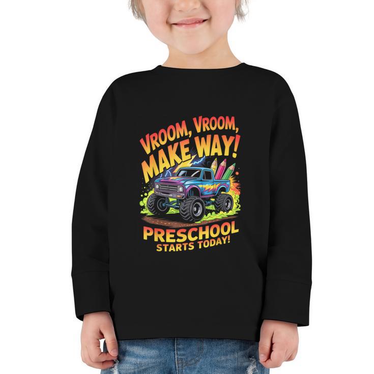 Back To School Preschool Pre-K Monster Truck First Day Boys Graphic Toddler Long Sleeve Tee