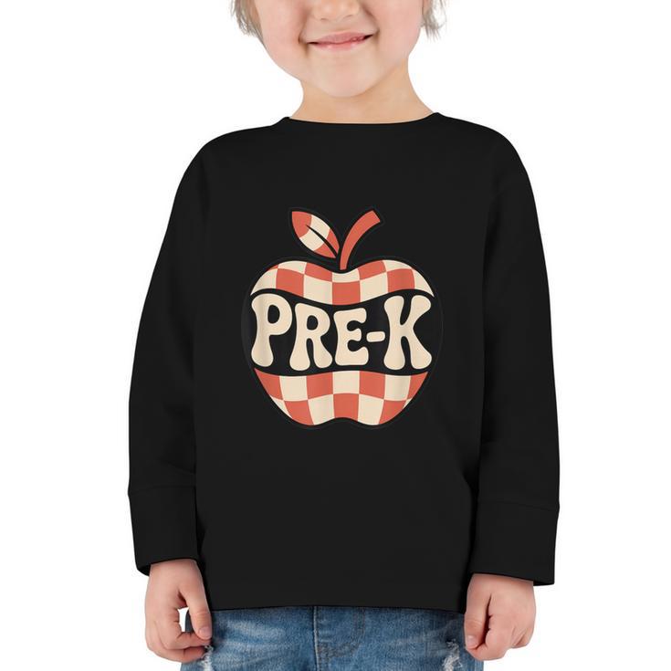 Back To School Retro Apple PRE-K Classroom Graphic Toddler Long Sleeve Tee