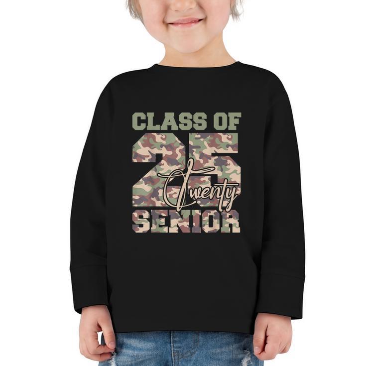 Back To School Senior 12th Grade Class Of 2025 Camouflage Graphic Toddler Long Sleeve Tee
