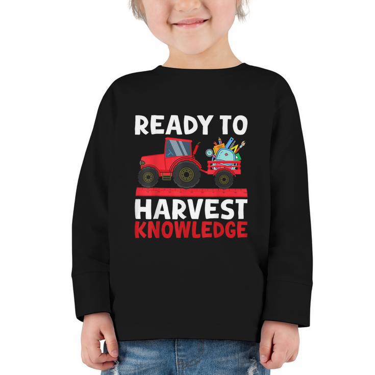 Back To School Tractor Farmer Boys First Day Of School Kids Graphic Toddler Long Sleeve Tee