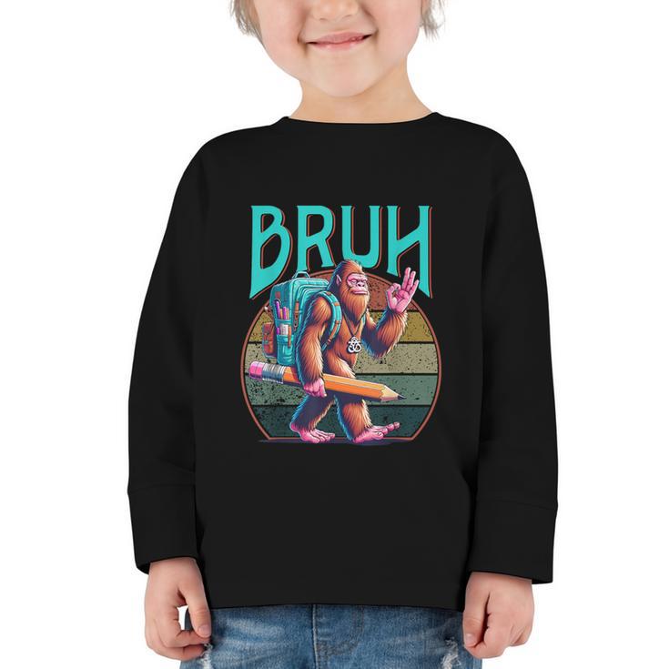 Boys Modern Bruh Big Foot Back To School Graphic Graphic Toddler Long Sleeve Tee