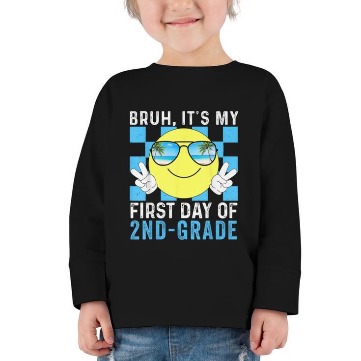 Bruh It's My First Day Of 2nd-Grade Back To School Kids Boys Graphic Toddler Long Sleeve Tee