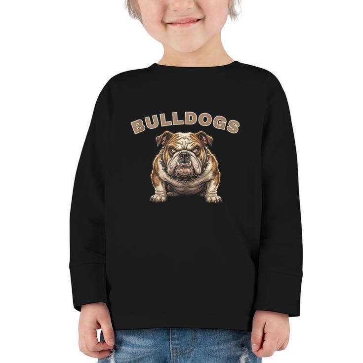 Bulldogs Back To School Spirit Graphic Toddler Long Sleeve Tee