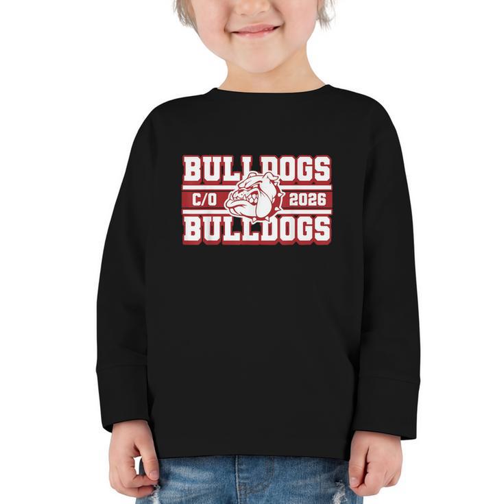 Bulldogs Class Of 2026 Back To School Senior Spirit M Graphic Toddler Long Sleeve Tee