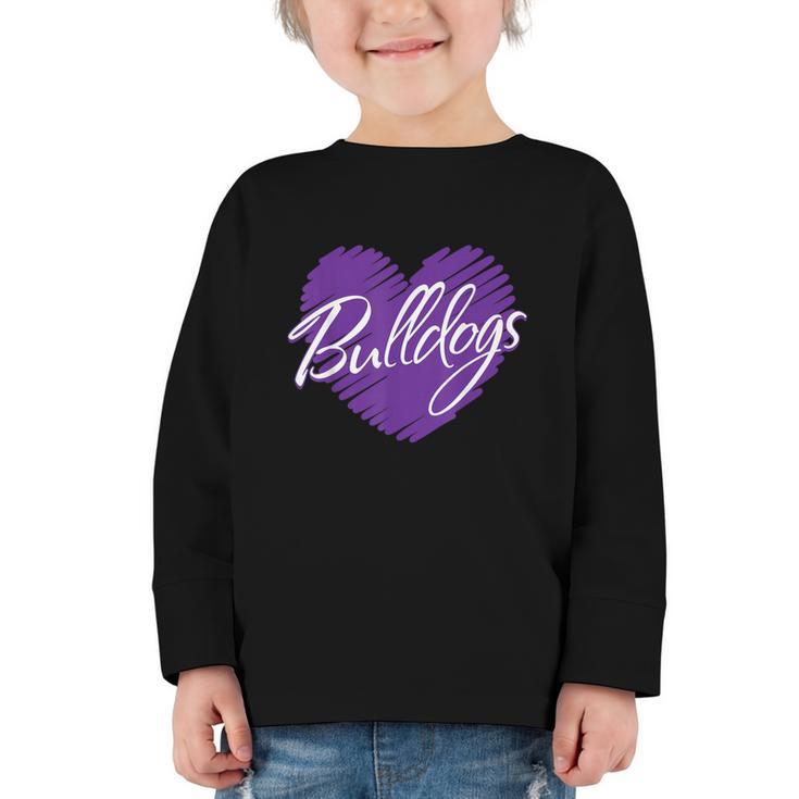 Bulldogs Heart Back To School Spirit P Graphic Toddler Long Sleeve Tee