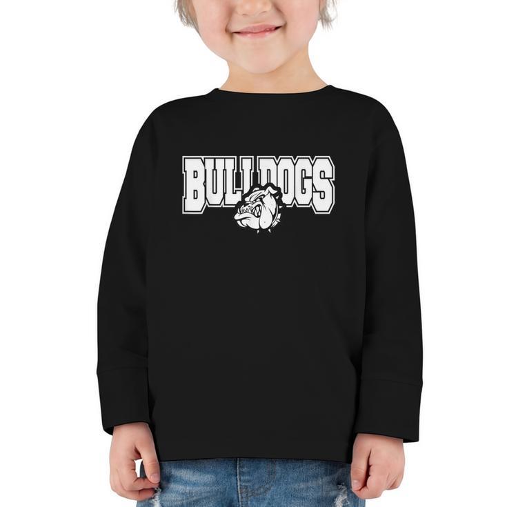 Bulldogs High School Spirit Fan Team Bulldog Back To School Graphic Toddler Long Sleeve Tee