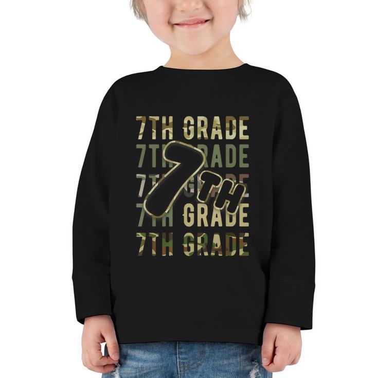 Camo Team Squad 7th Grade Back To School Kids Boys Graphic Toddler Long Sleeve Tee