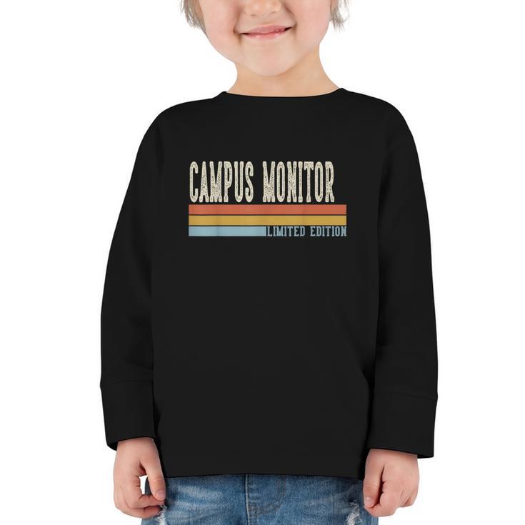 Campus Monitor Week Retro Vintage Back To School Day Graphic Toddler Long Sleeve Tee