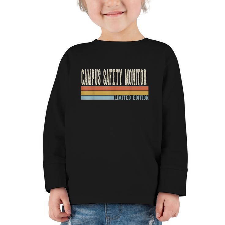 Campus Safety Monitor Week Retro Vintage Back To School Day Graphic Toddler Long Sleeve Tee