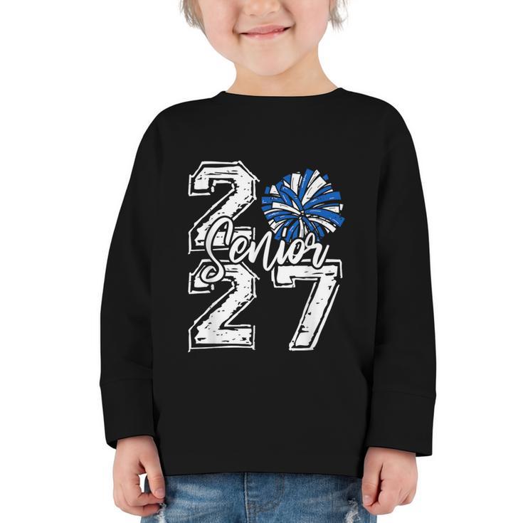 Class Of 2027 Cheer Blue Senior 2027 Back To School Graphic Toddler Long Sleeve Tee