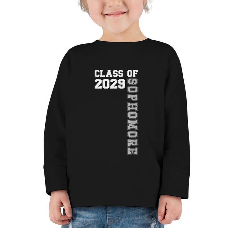 Class Of 2029 Sophomore 2029 Back To School Graphic Toddler Long Sleeve Tee