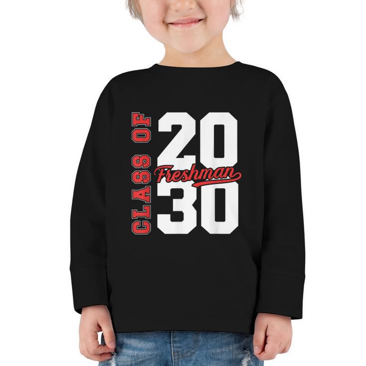 Class Of 2030 Freshman 2030 Back To School Graphic Toddler Long Sleeve Tee