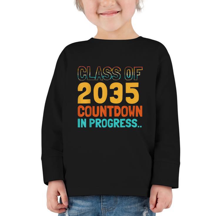 Class Of 2035 Countdown In Progress Fun Back To School Retro Graphic Toddler Long Sleeve Tee