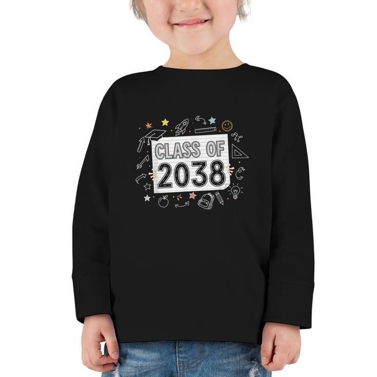 Class Of 2038 Grow Wiith Me School Back To School First Day Graphic Toddler Long Sleeve Tee
