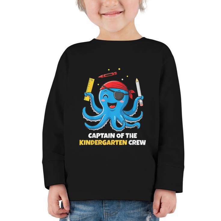 Cute Octopus Pirate Kindergarten Boys Kids Back To School Graphic Toddler Long Sleeve Tee