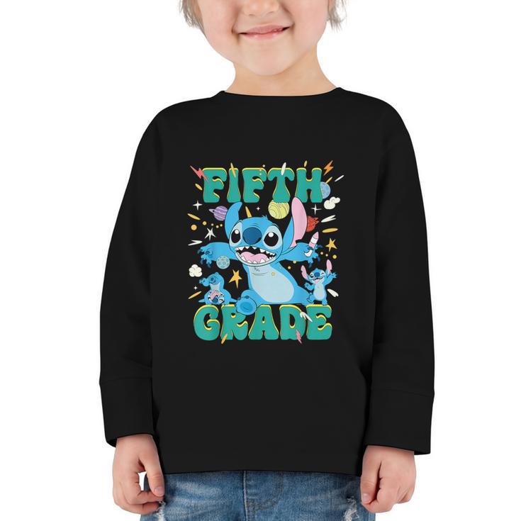 Disney Stitch Fifth Grade Back To School 1st Day Of School Graphic Toddler Long Sleeve Tee