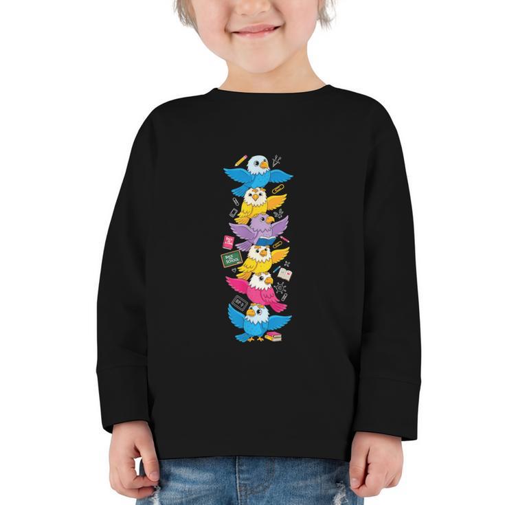 Eagle Colorful Rainbow Back To School Kids Boys Girls Graphic Toddler Long Sleeve Tee