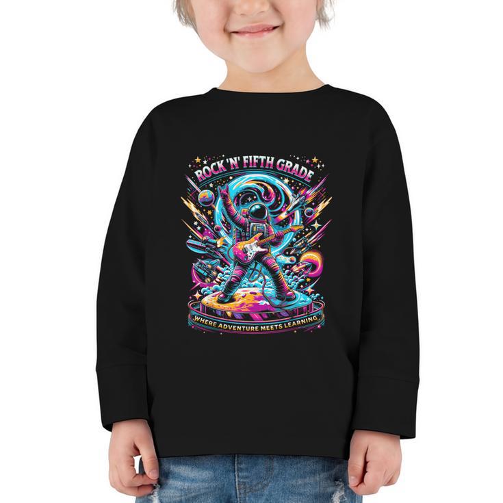 Fifth Grade Back To School Space Rocket Astronaut Graphic Toddler Long Sleeve Tee