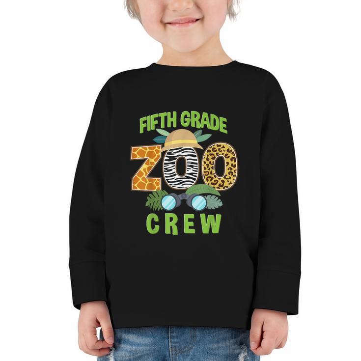 Fifth Grade Zoo Crew Wild Animal Safari Back To School Graphic Toddler Long Sleeve Tee