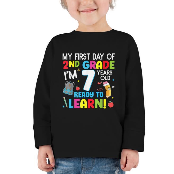 My First Day Of 2nd Grade Back To School 2nd Grade Girls Boy Graphic Toddler Long Sleeve Tee