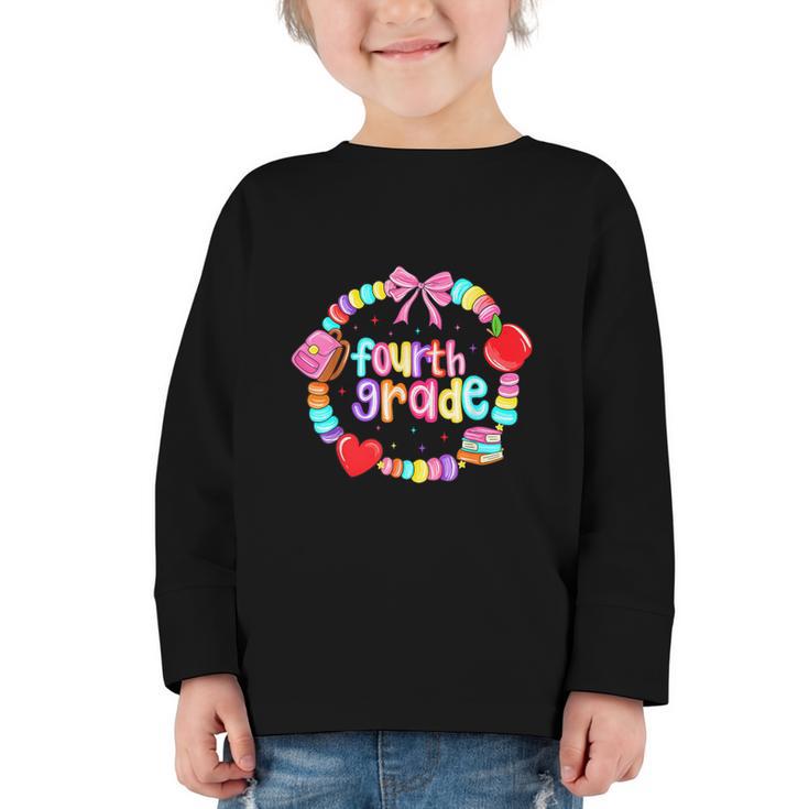 First Day Of 4th Grade Friendship Bracelet Back To School Graphic Toddler Long Sleeve Tee