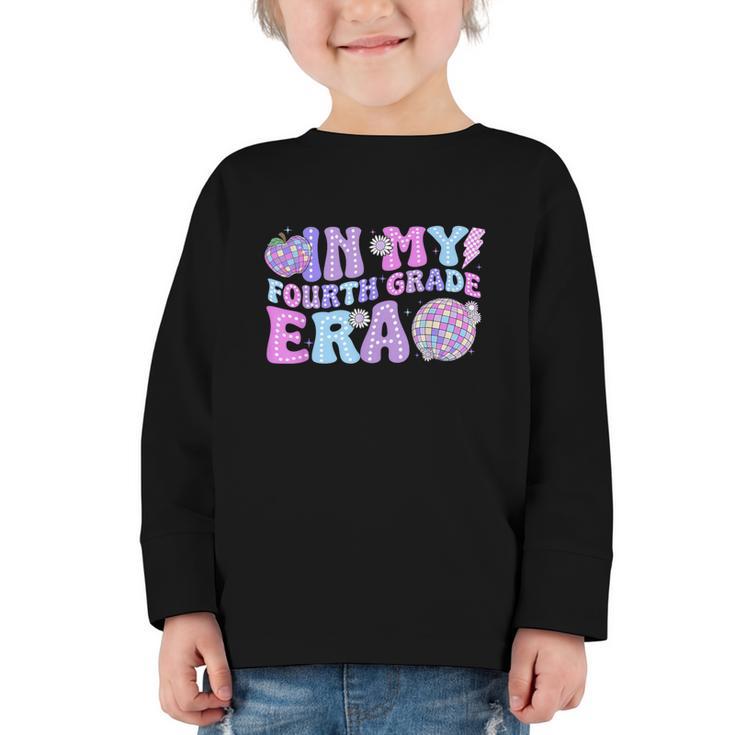 In My Fourth Grade Era Retro Back To School Disco Ball Graphic Toddler Long Sleeve Tee