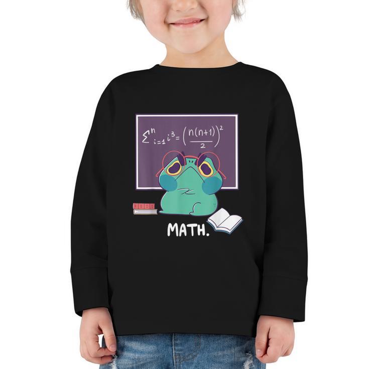 Frog Hates Math Kawaii Science Back To School Kids Graphic Toddler Long Sleeve Tee
