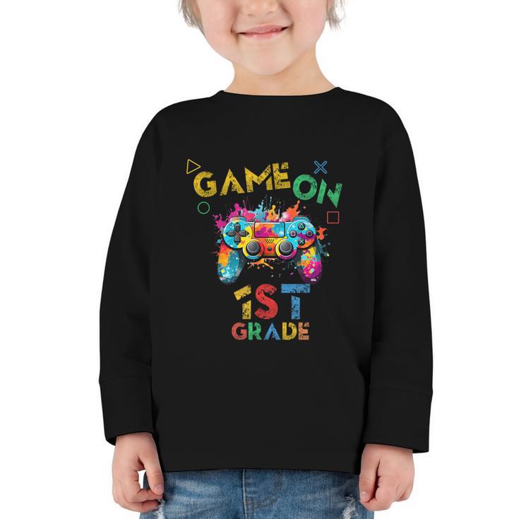 Game On 1st Grade Boys Kids Back To School Graphic Toddler Long Sleeve Tee