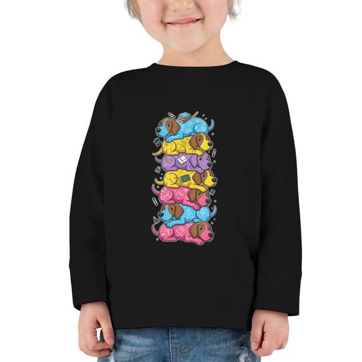 German Shorthaired Pointer Rainbow Back To School Boys Girls Graphic Toddler Long Sleeve Tee
