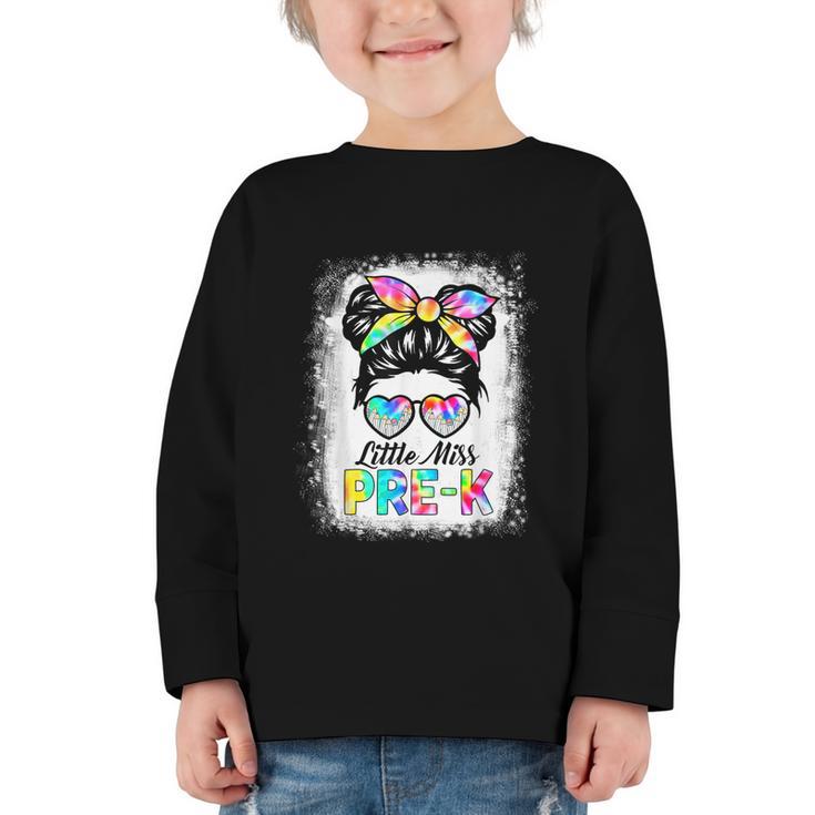 Girls PRE-K Preschool Back To School Cute Little Miss Pre-k Graphic Toddler Long Sleeve Tee
