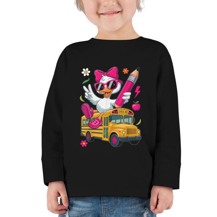 Goose Back To School First Day Of School Girls Boys Graphic Toddler Long Sleeve Tee