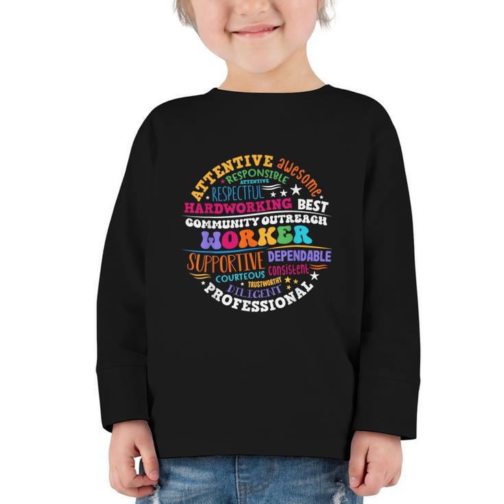 Groovy Community Outreach Worker Back To School Graphic Toddler Long Sleeve Tee