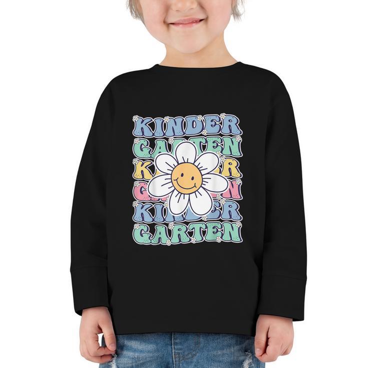Groovy Kindergarten Back To School First Day Of Kindergarten Graphic Toddler Long Sleeve Tee