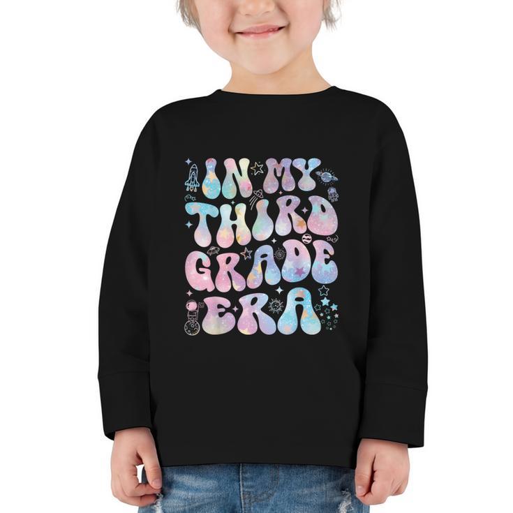Groovy In My Third Grade Era Tie Dye Kids Boy Back To School Graphic Toddler Long Sleeve Tee