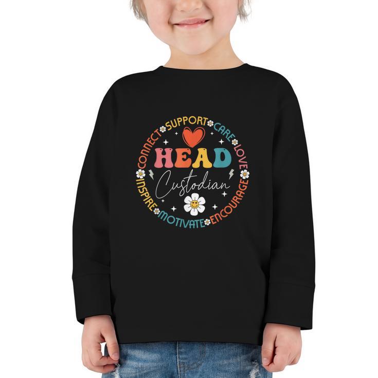 Head Custodian Appreciation Week Back To School Retro Groovy Graphic Toddler Long Sleeve Tee