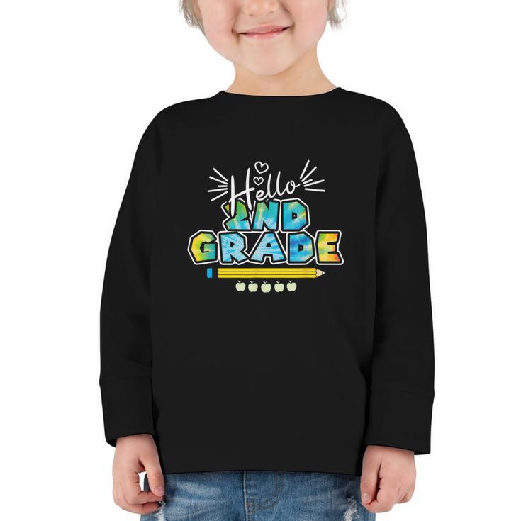Hello 2nd Grade Back To School First Day Of School Graphic Toddler Long Sleeve Tee