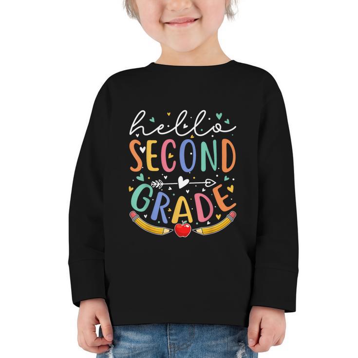 Hello 2nd Grade Tshirt Second Grade Back To School Graphic Toddler Long Sleeve Tee