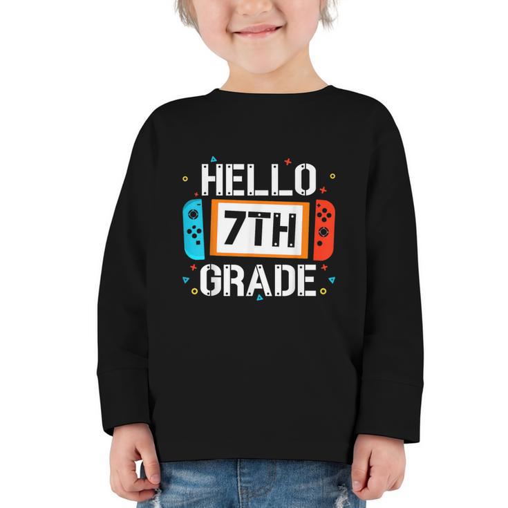 Hello 7th Grade Back To School Video Game Seventh Grade Boys Graphic Toddler Long Sleeve Tee