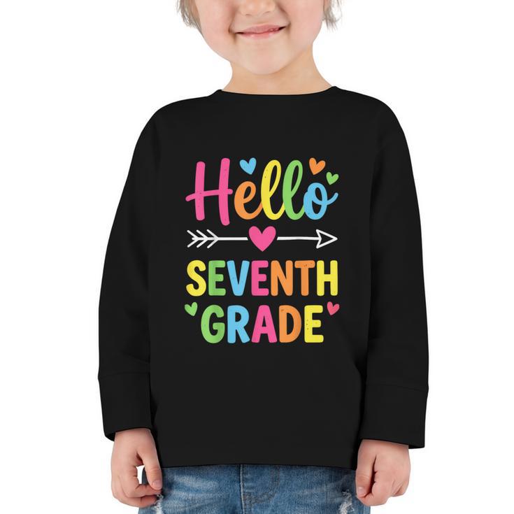 Hello Seventh 7TH Grade Back To School Kids Students Tee Graphic Toddler Long Sleeve Tee