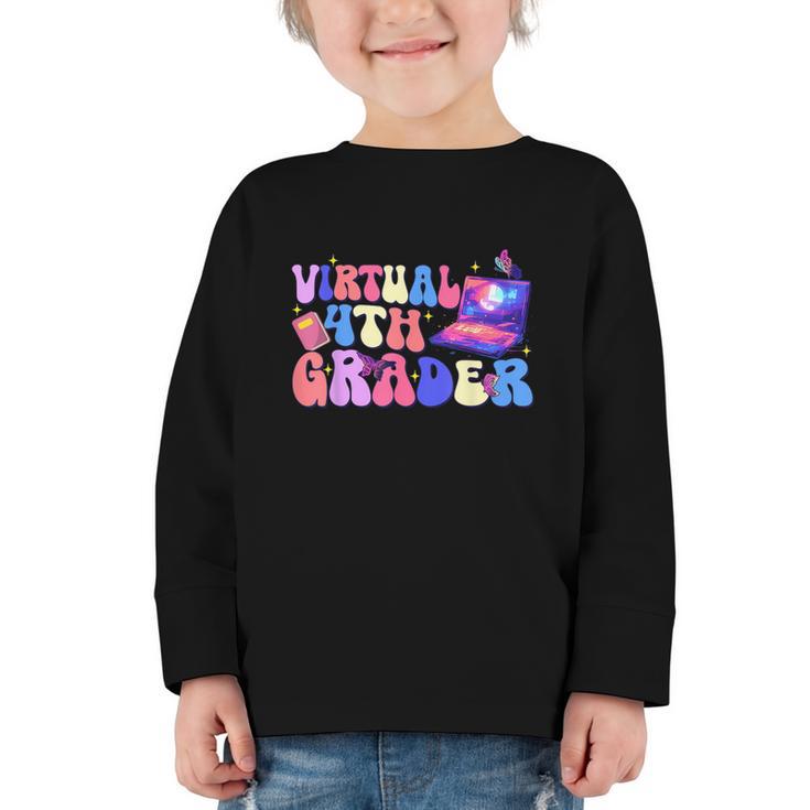 Homeschool 4th Grade Virtual 4th Grader Back To School Graphic Toddler Long Sleeve Tee