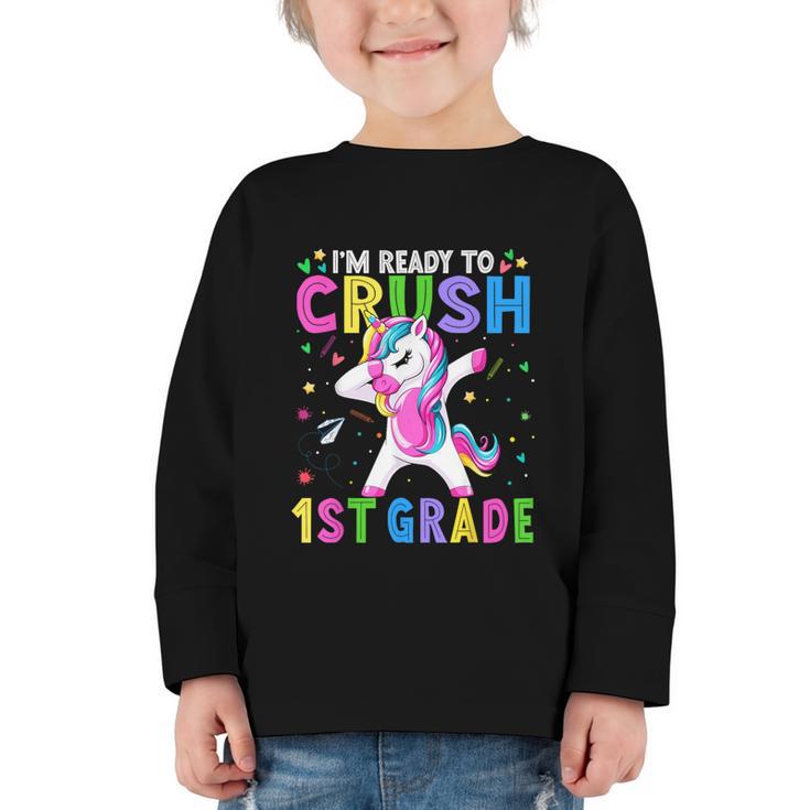 I'm Ready For First Grade Back To School 1st Grade Girls Graphic Toddler Long Sleeve Tee