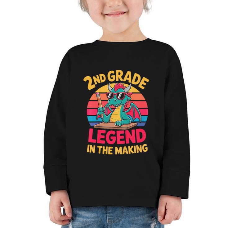 Kids 2nd Grade Dragon Boys Girls Back To School Graphic Toddler Long Sleeve Tee