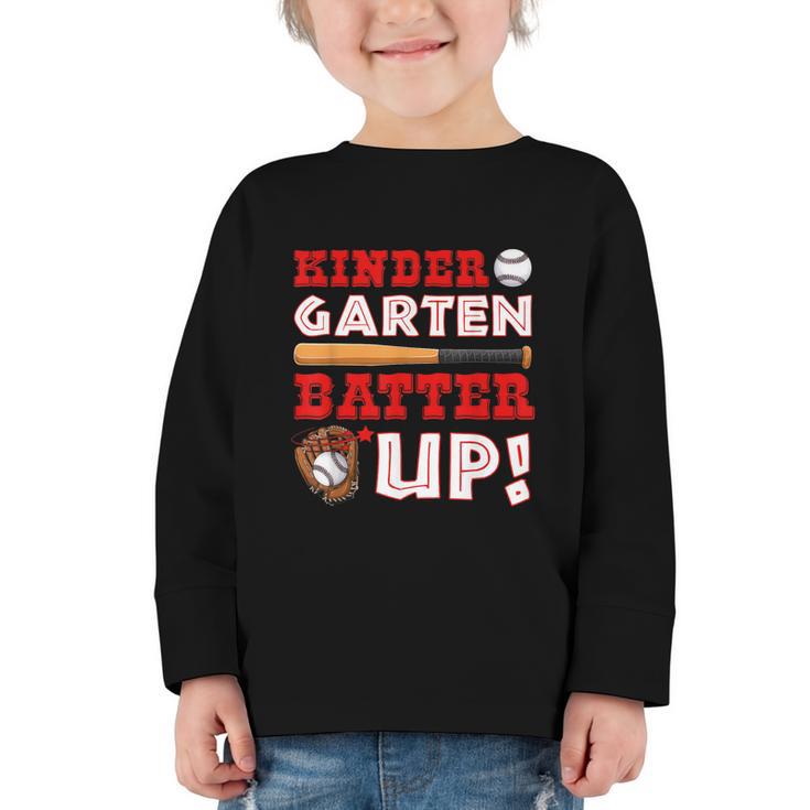 Kindergarten Batter Up Back To School Baseball Player Boys Graphic Toddler Long Sleeve Tee