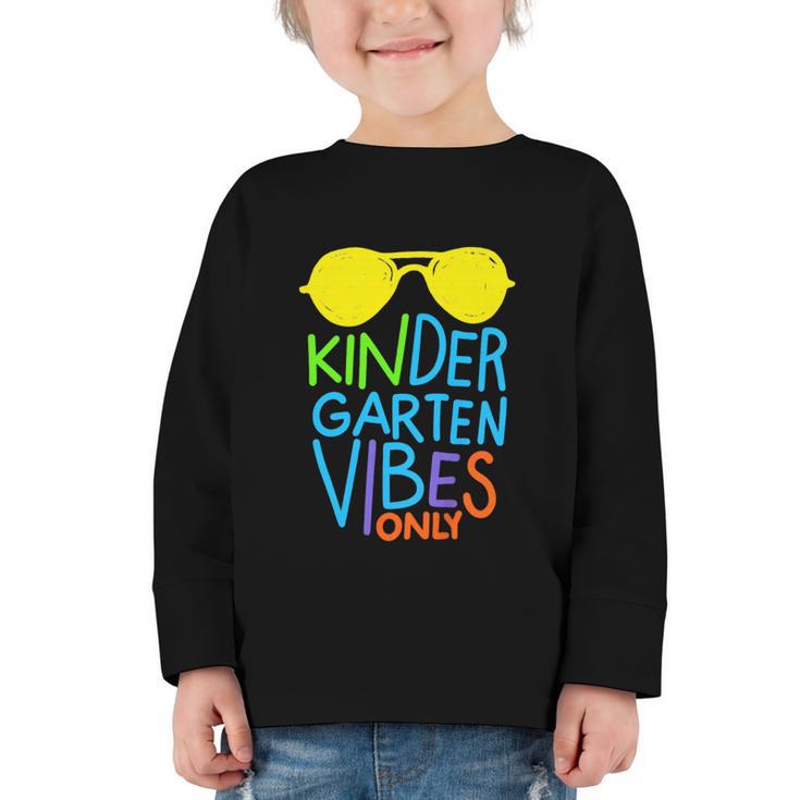 Kindergarten Vibes Only Glow Sunglasses Back To School Graphic Toddler Long Sleeve Tee