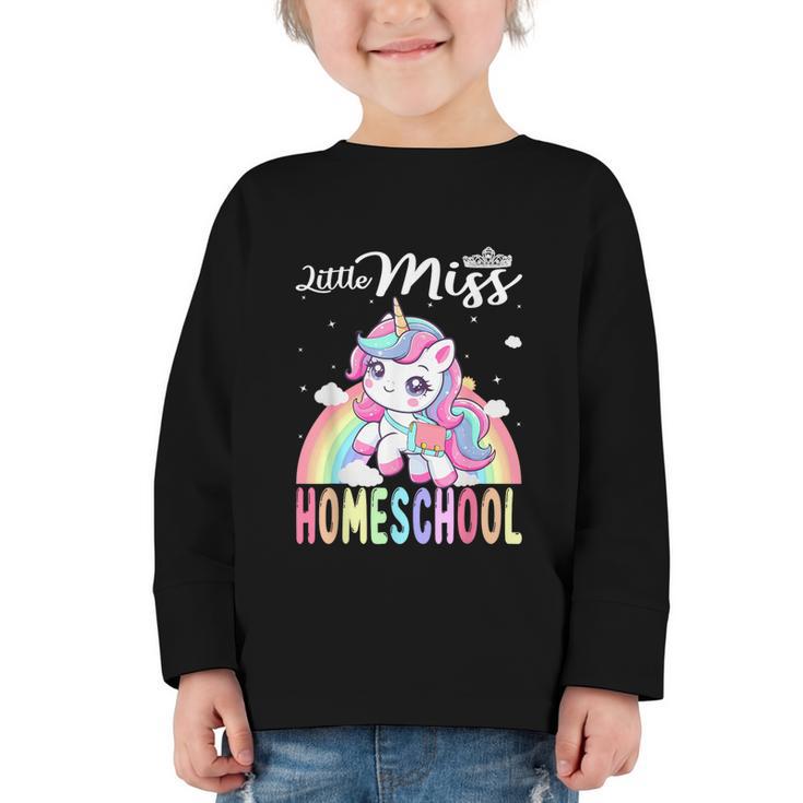 Little Miss Homeschool Back To School Girls Homeschool Graphic Toddler Long Sleeve Tee